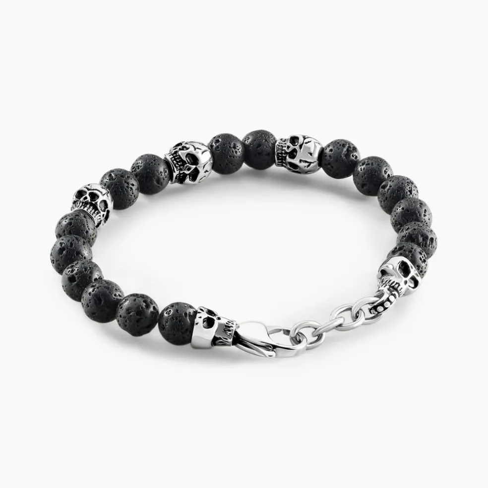 Bracelet Acier Blanc Hantz Pierre De Lave