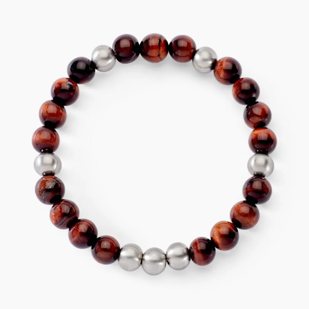 Bracelet Adonis Acier Blanc Oeil De Tigre