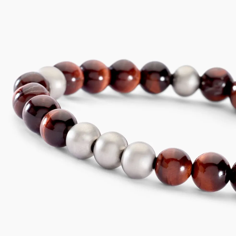 Bracelet Adonis Acier Blanc Oeil De Tigre