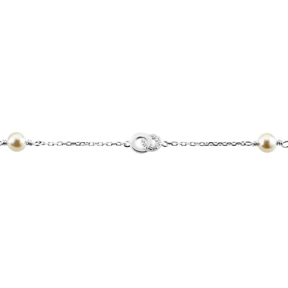 Bracelet Anilie Argent Blanc Perle D'imitation Et Oxyde De Zirconium