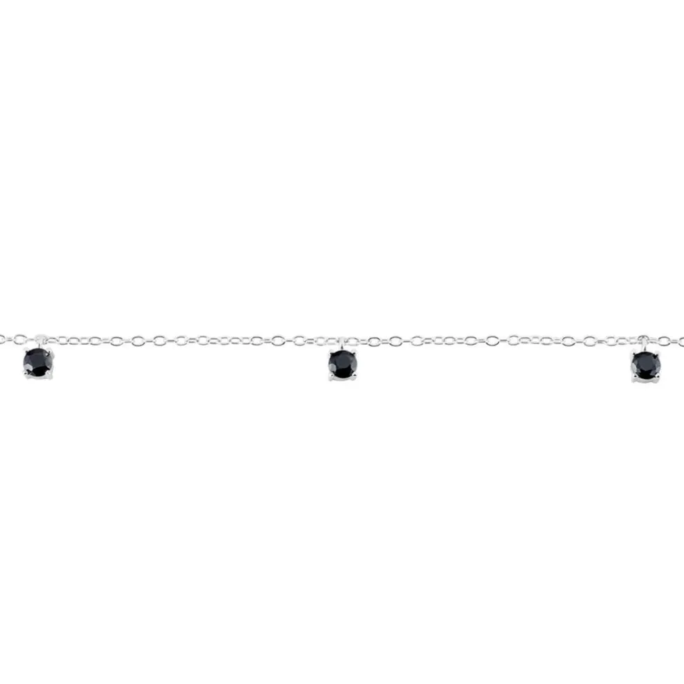 Bracelet Callias Argent Blanc Oxyde De Zirconium Noir