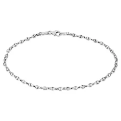 Bracelet Capucin Or Blanc Maille Marine Plate