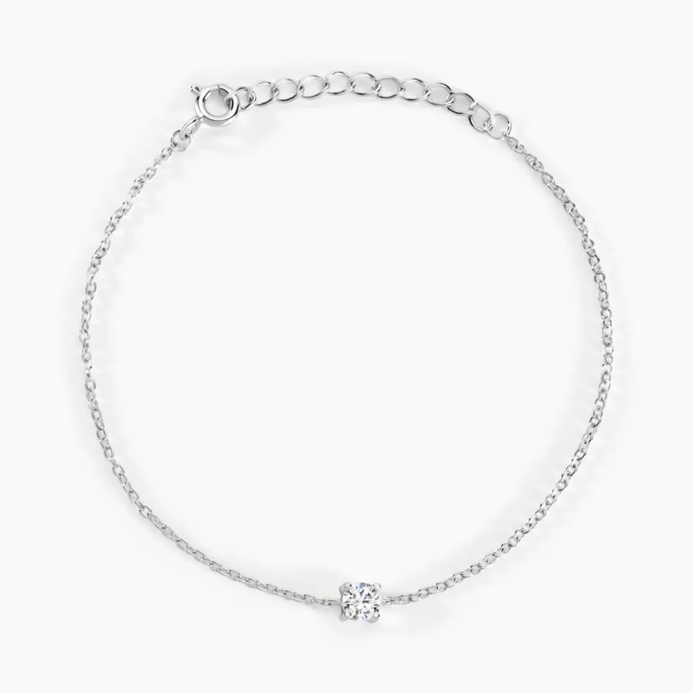 Bracelet Court Argent Blanc Lylwenn Oxyde De Zirconium
