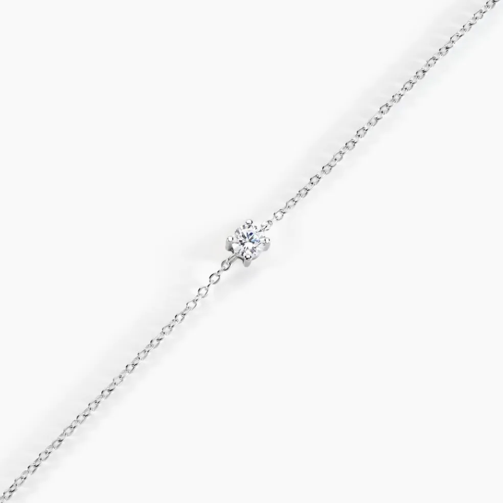 Bracelet Court Argent Blanc Lylwenn Oxyde De Zirconium