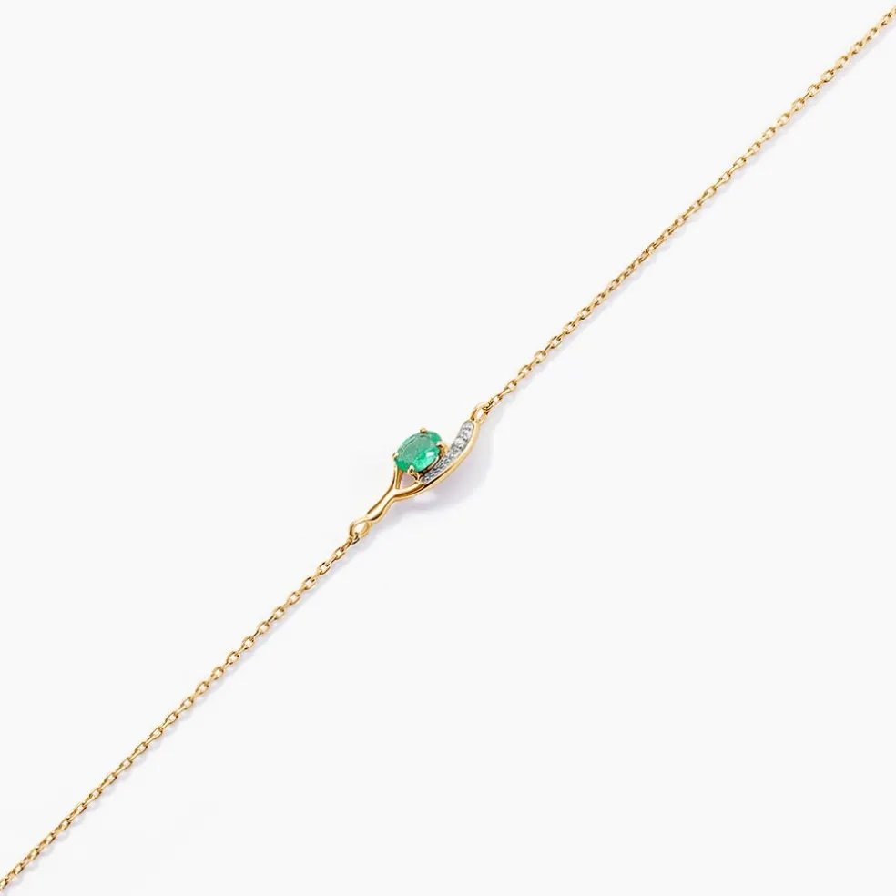 Bracelet Emotion Or Jaune Emeraude Diamant