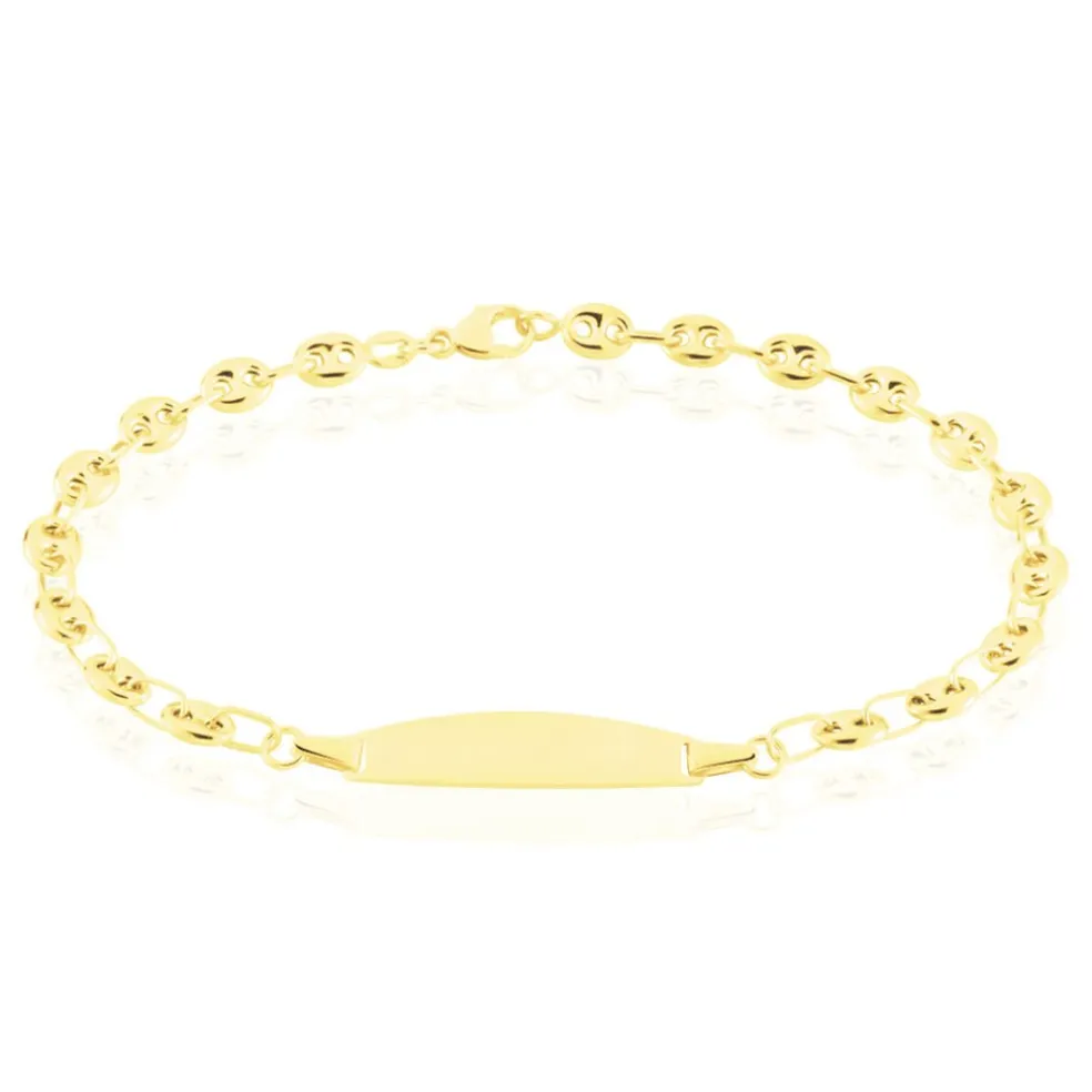 Bracelet Identité Evin Maille Grain De Cafe Or Jaune