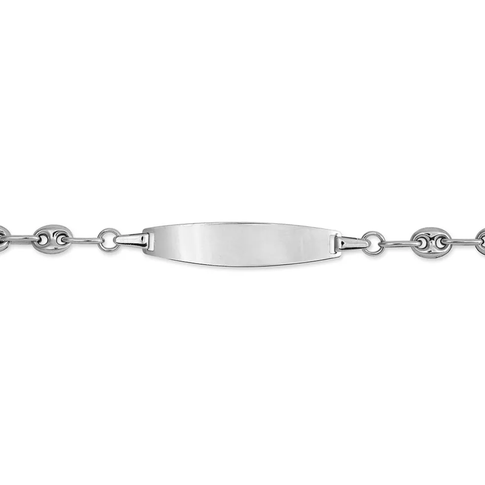 Bracelet Identité Evin Maille Grain De Cafe Or Blanc