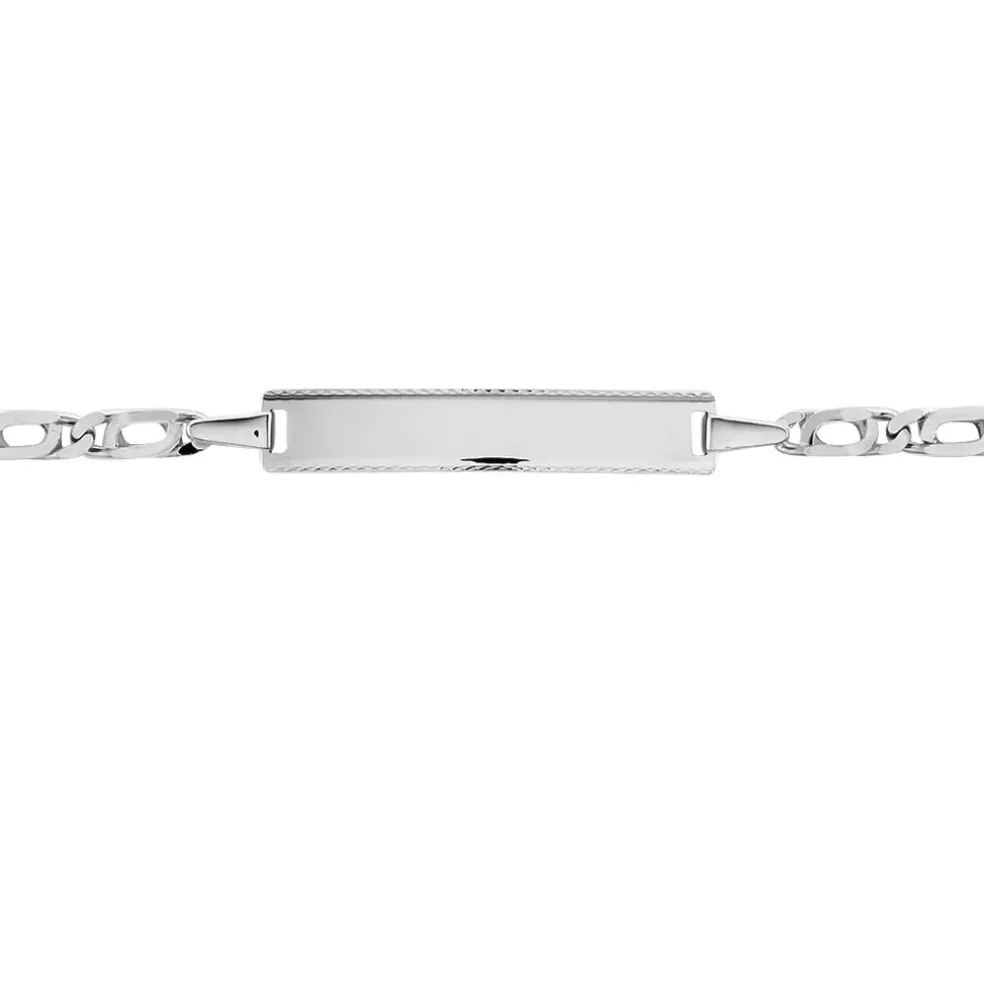 Bracelet Identité Fanelia Maille Marine Or Blanc