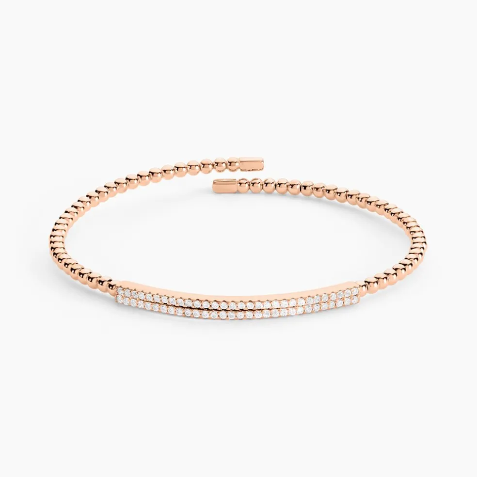 Bracelet Jonc Fuerza Argent Rose Oxyde De Zirconium
