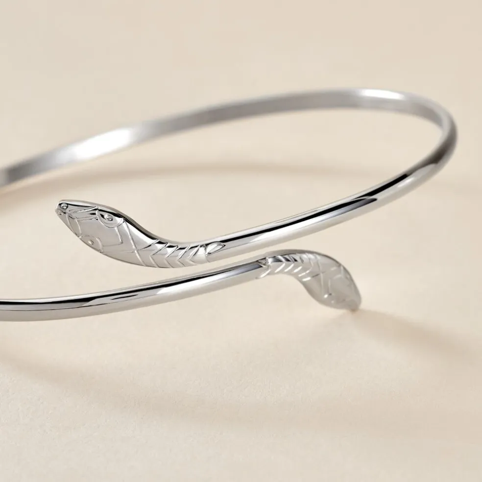 Bracelet Jonc Maisha Argent Blanc