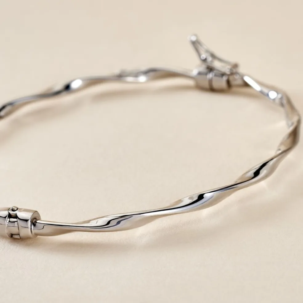Bracelet Jonc Nathaelae Argent Blanc