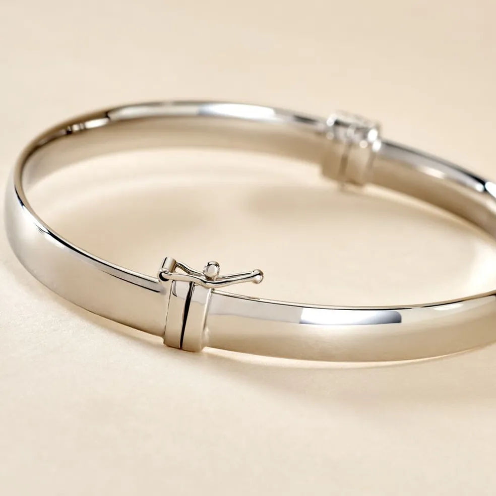 Bracelet Jonc Thaira Argent Blanc