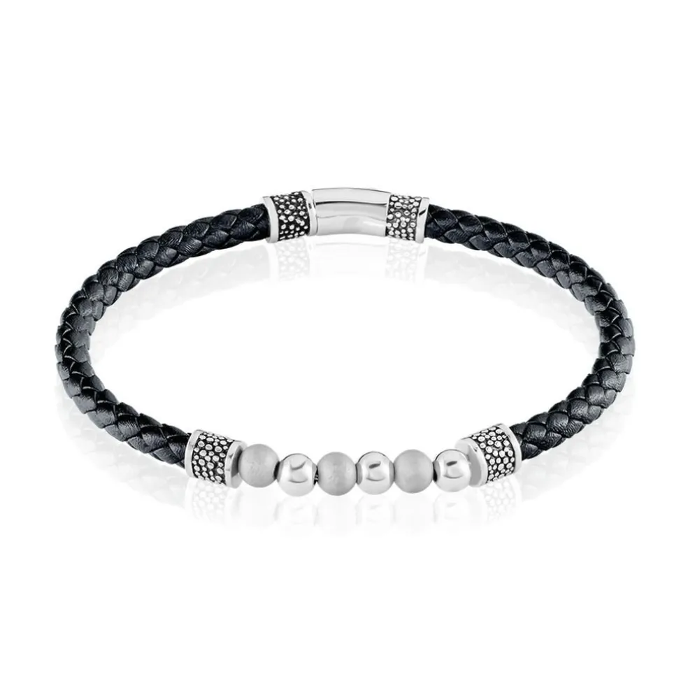Bracelet Jourdan Pheonix Cuir Noir