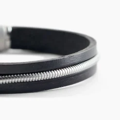 Bracelet Jourdan Rodney Cuir Noir