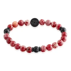 Bracelet Jourdan Yasur Acier Noir Oeil De Tigre Pierre De Lave