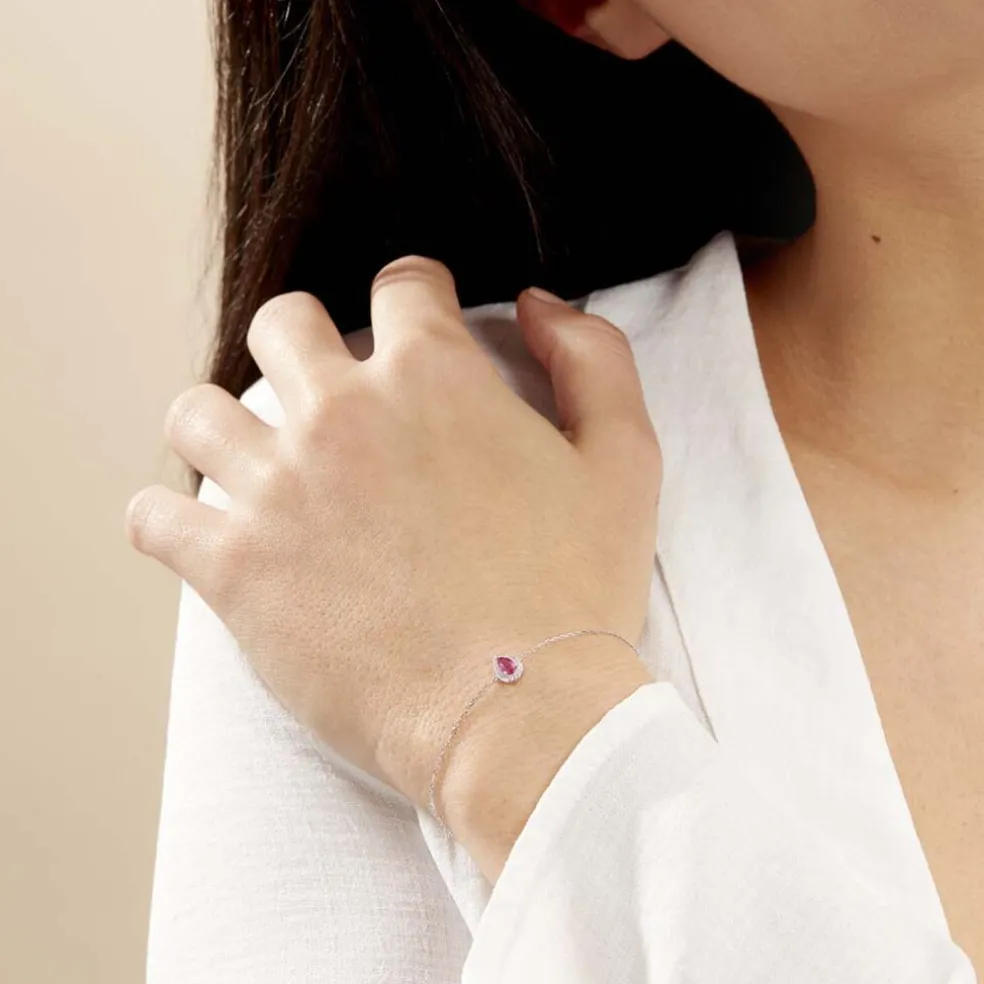Bracelet Juliettina Or Blanc Rubis Et Diamant
