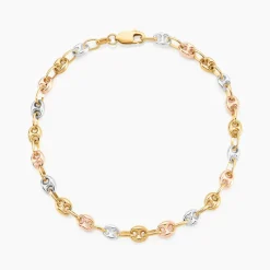 Bracelet Maille Dami Maille Grain De Cafe Or Tricolore