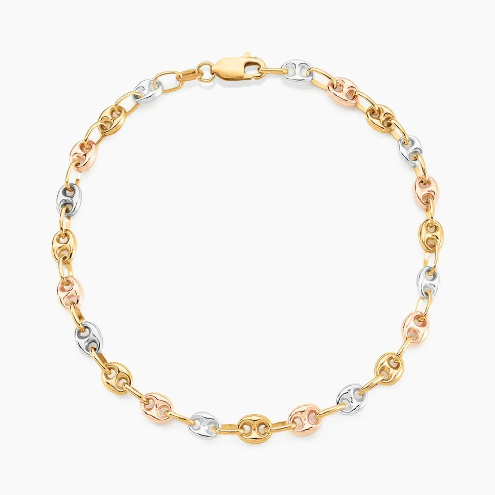 Bracelet Maille Dami Maille Grain De Cafe Or Tricolore