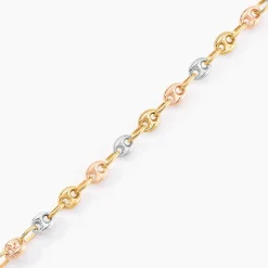 Bracelet Maille Dami Maille Grain De Cafe Or Tricolore