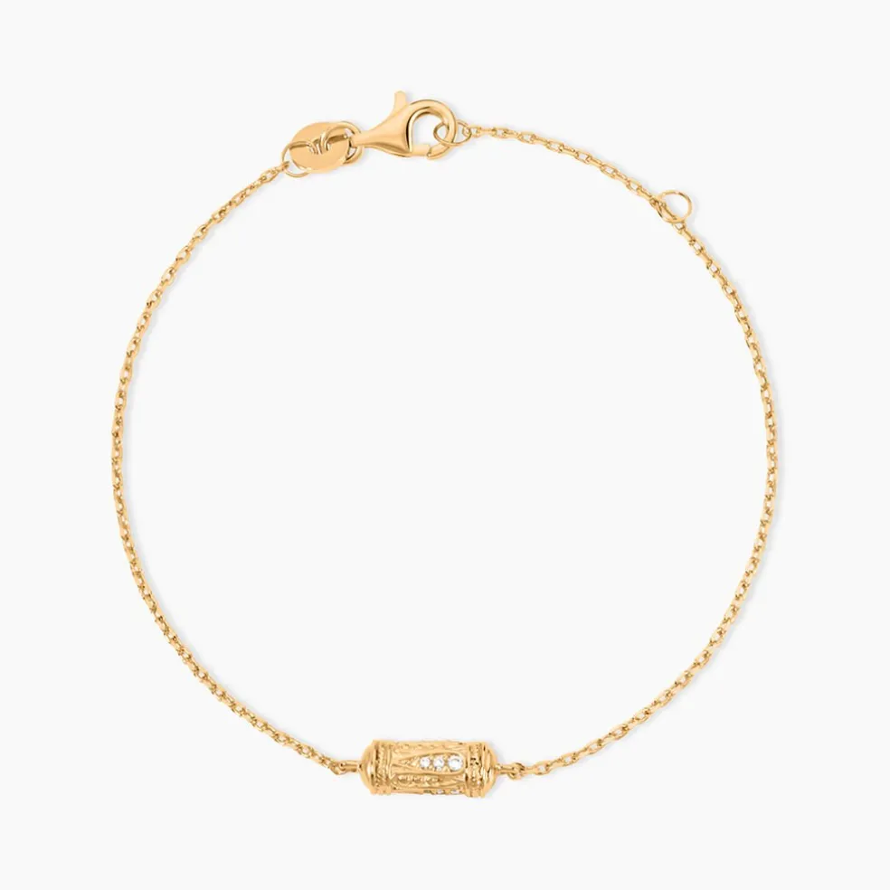 Bracelet Manua Plaqué Or Jaune Oxyde De Zirconium