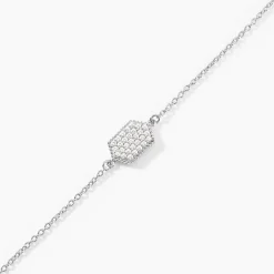 Bracelet Nawele Argent Blanc Oxyde De Zirconium