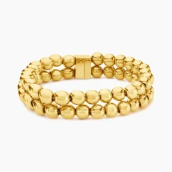 Bracelet Perles Solaires Acier Jaune