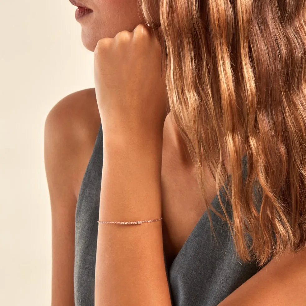 Bracelet Rio Tennis Argent Rose Oxyde De Zirconium