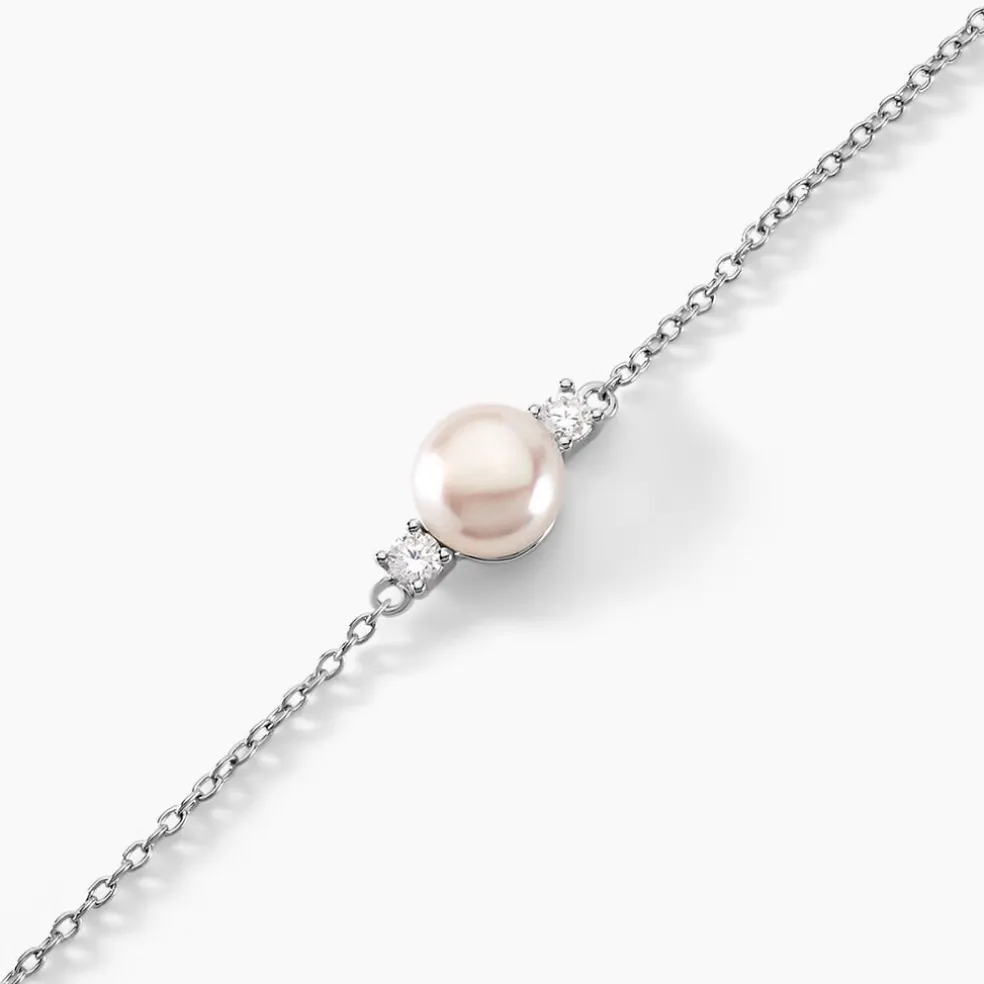 Bracelet Sari Argent Blanc Perle De Culture Et Oxyde De Zirconium