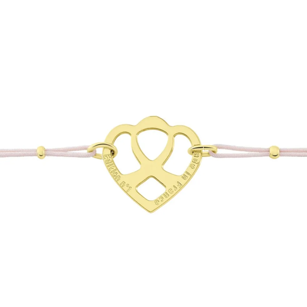 Bracelet Solidaire Lutte Contre Le Cancer Laiton Doré