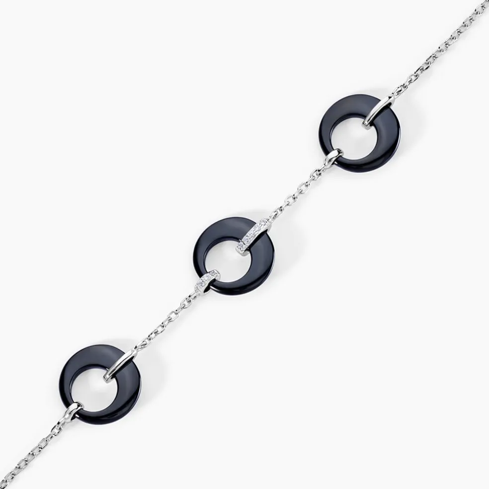 Bracelet Suzanne Argent Blanc Céramique Et Oxyde De Zirconium