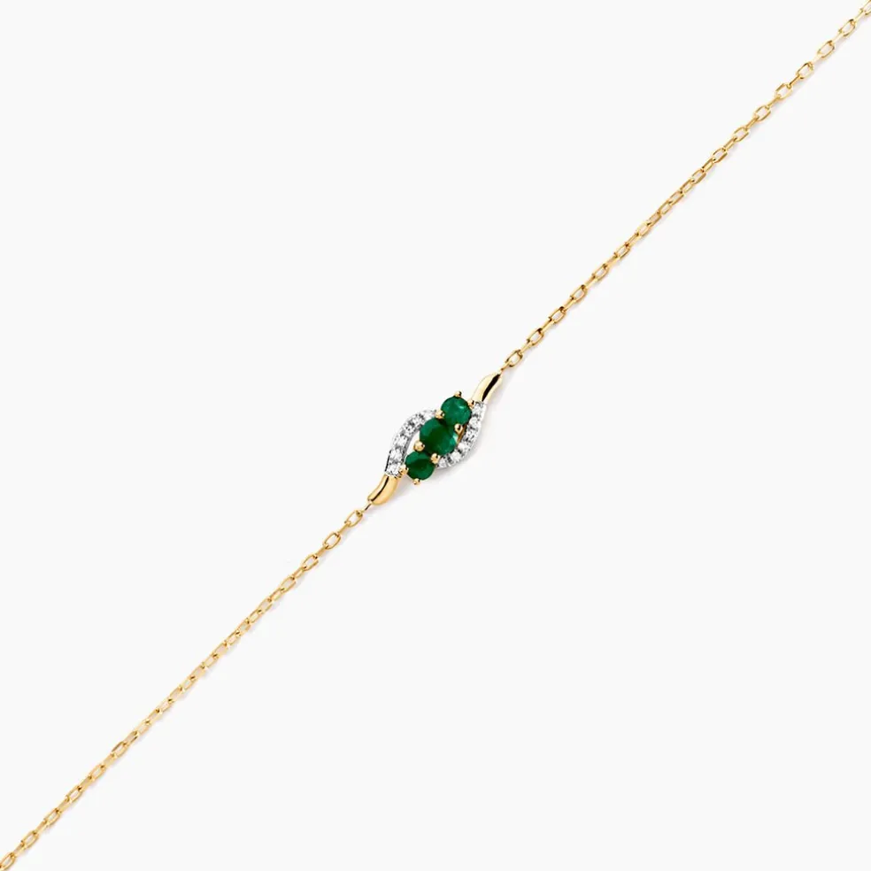 Bracelet Trinitie Or Jaune Emeraude Diamant