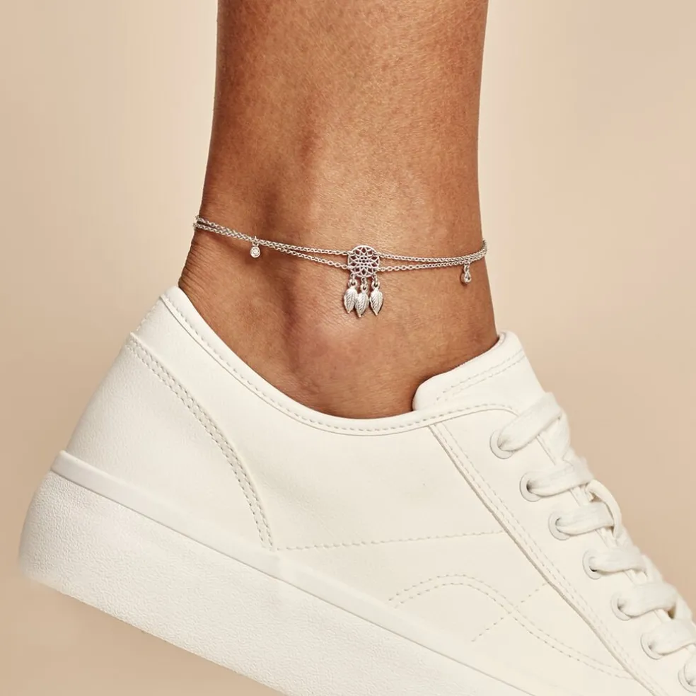 Chaîne De Cheville Argent Blanc Tangui Oxydes De Zirconium