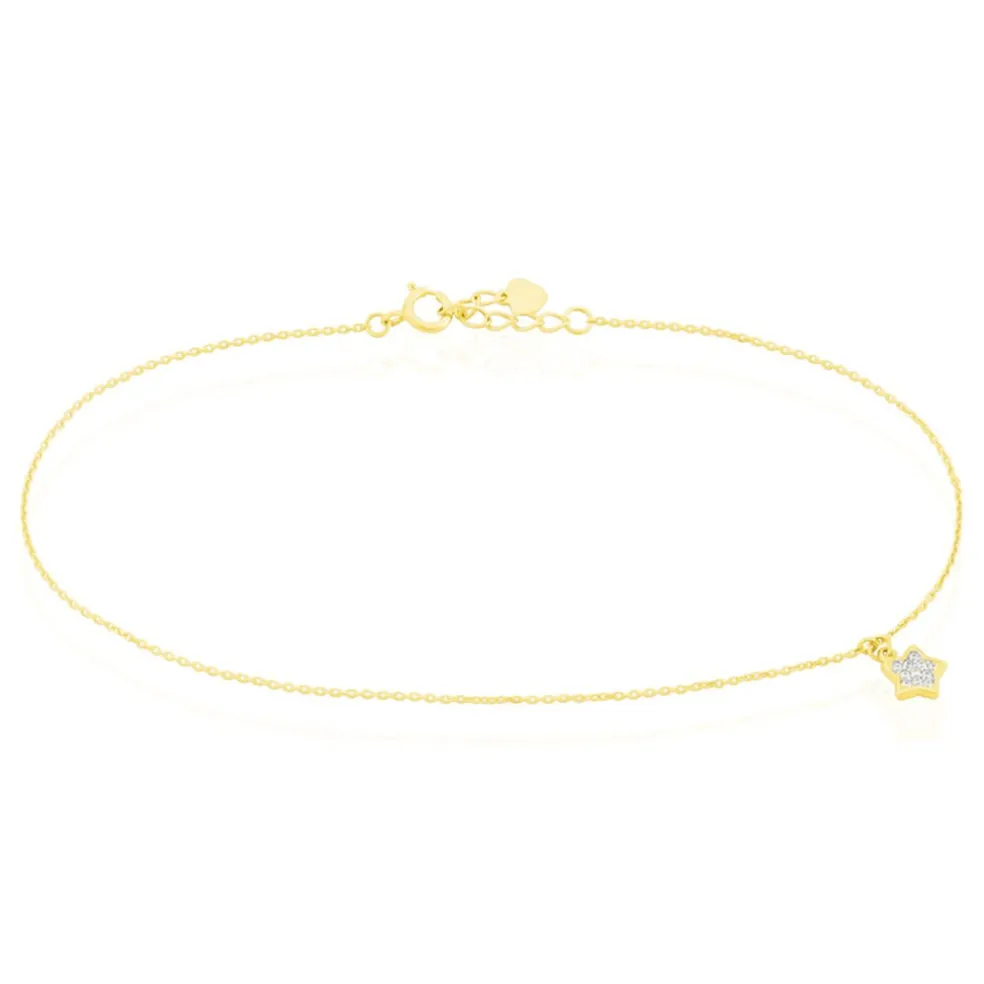 Chaîne De Cheville Valentiane Or Jaune Oxyde De Zirconium