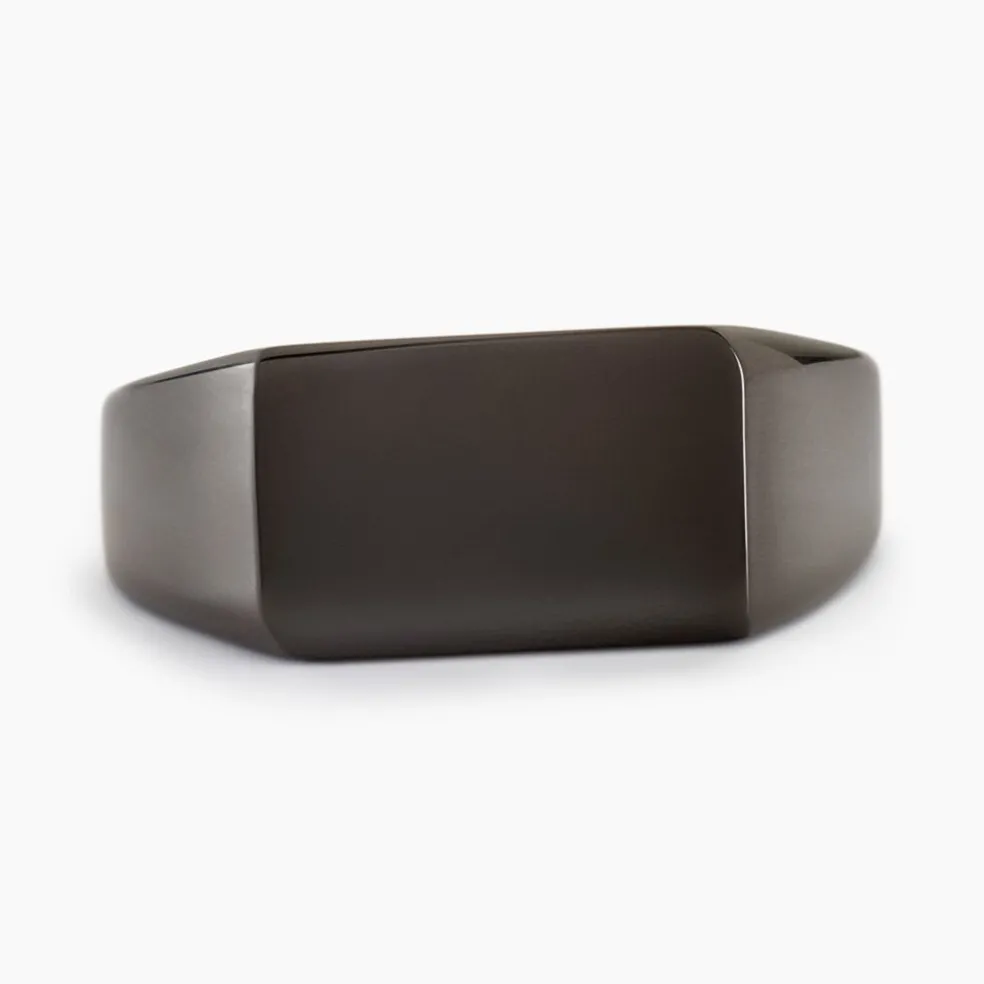 Chevalière Acier Noir Luciano