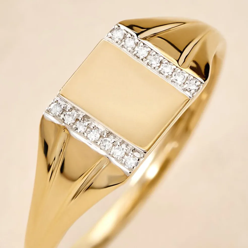 Chevalière Earl Or Jaune Diamant