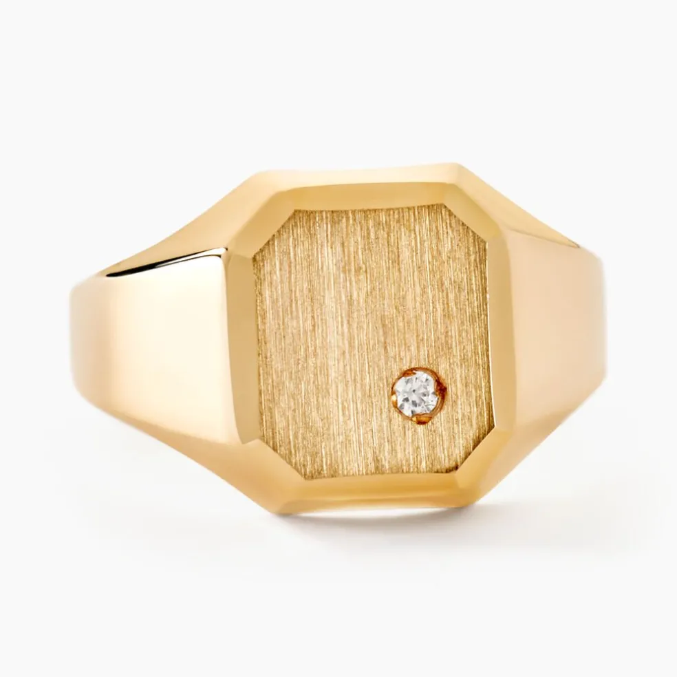 Chevalière Malcolm Carree Or Jaune Oxyde De Zirconium