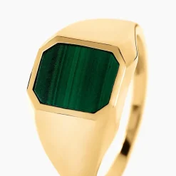Chevalière Tertiussa Or Jaune Malachite