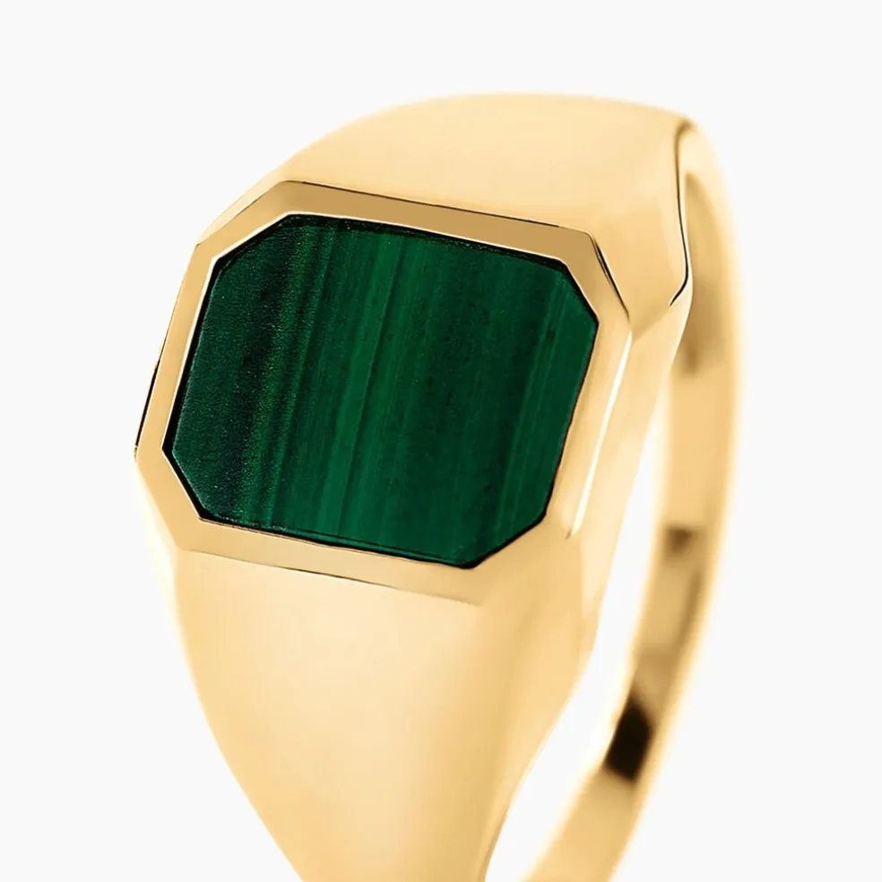 Chevalière Tertiussa Or Jaune Malachite