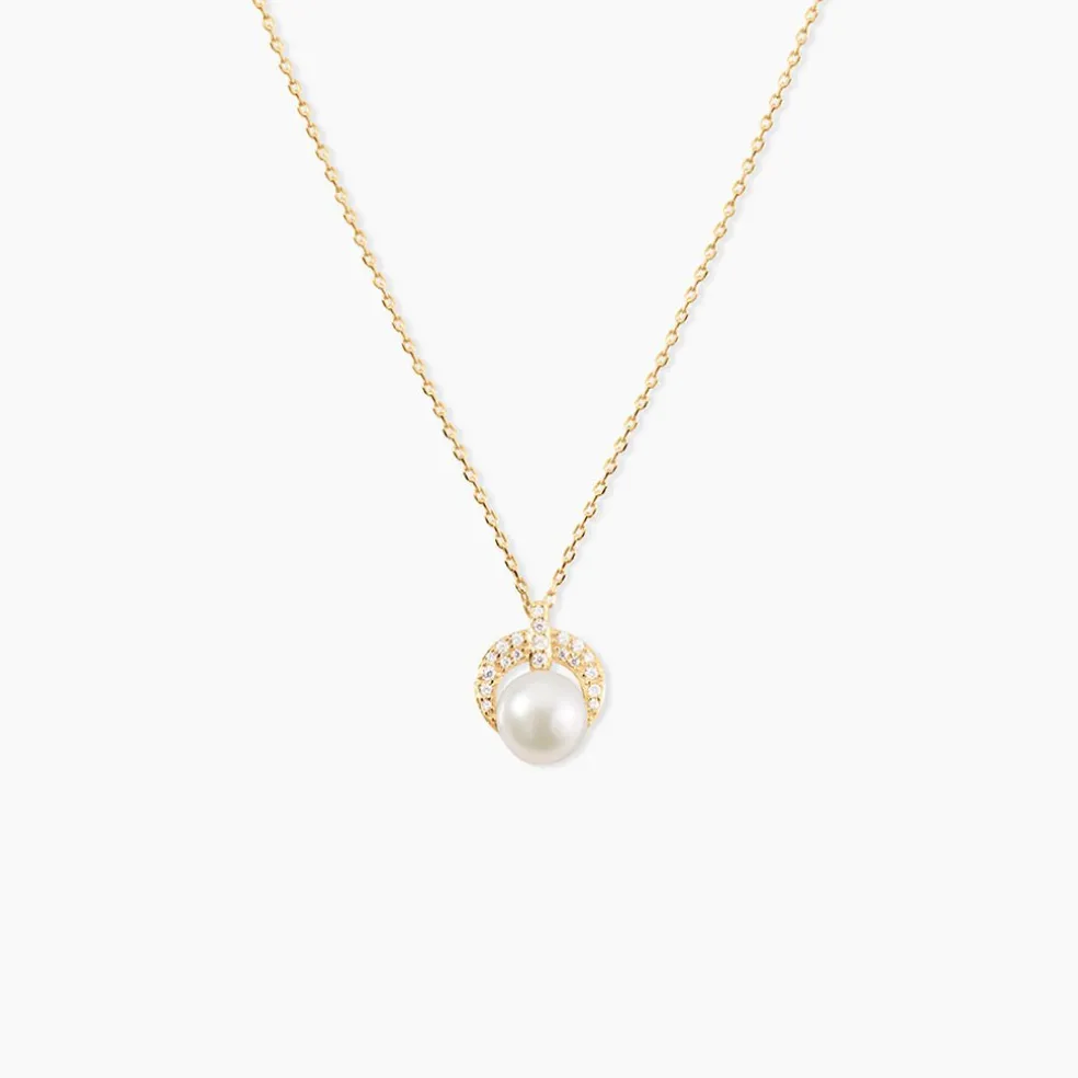 Collier Aloys Or Jaune Perle De Culture Et Oxyde De Zirconium