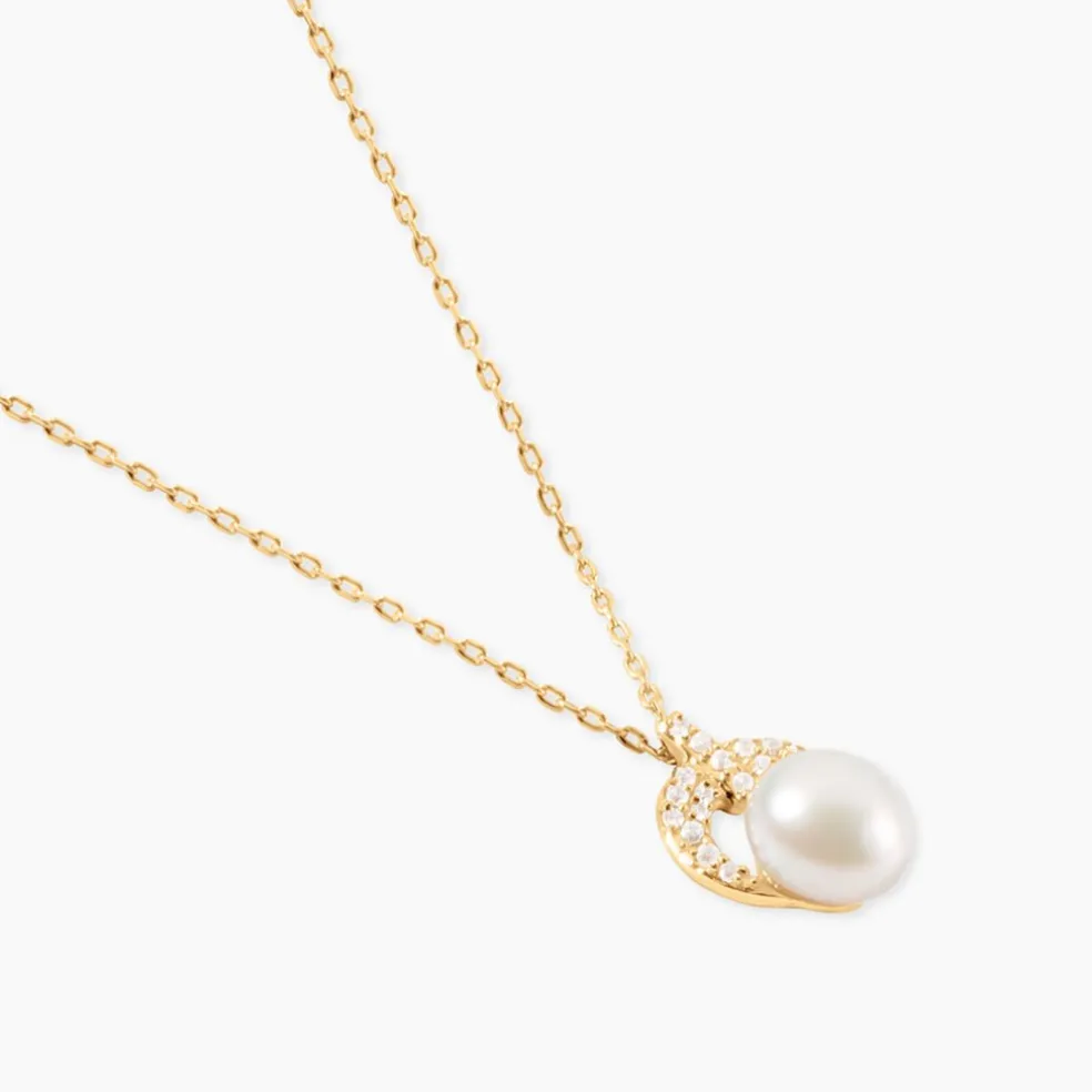Collier Aloys Or Jaune Perle De Culture Et Oxyde De Zirconium
