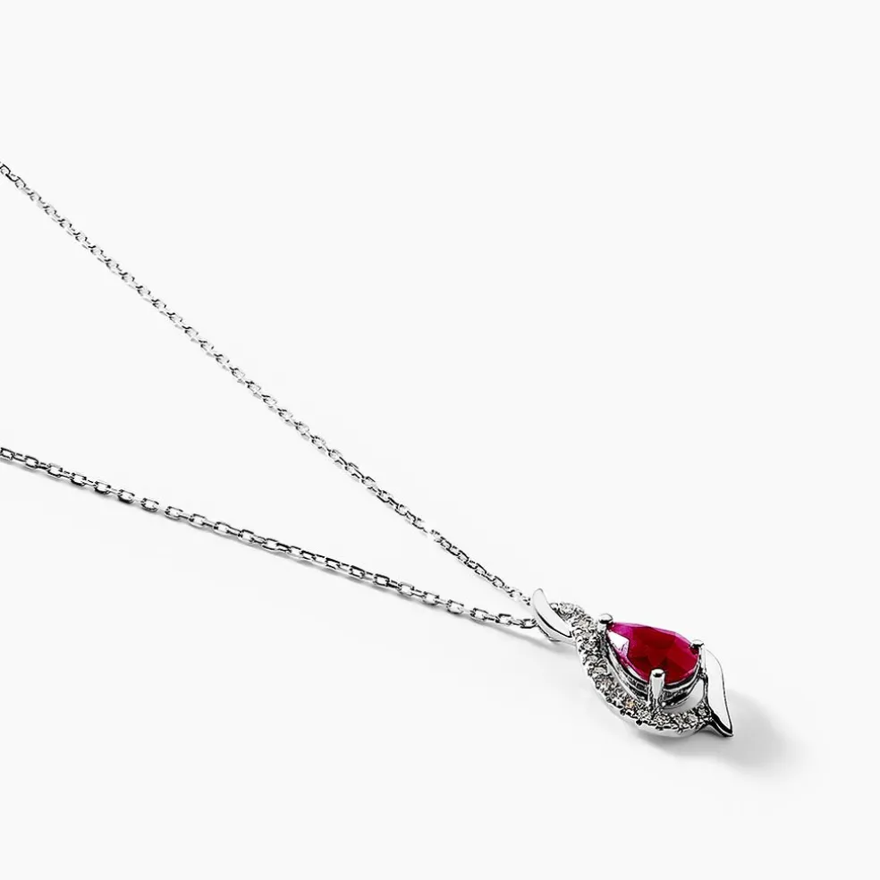 Collier Angelika Or Blanc Rubis Et Diamant