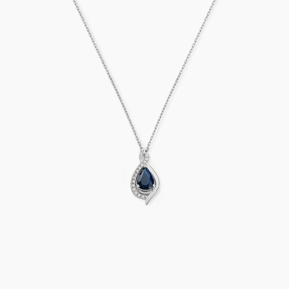 Collier Angelika Or Blanc Saphir Et Diamant