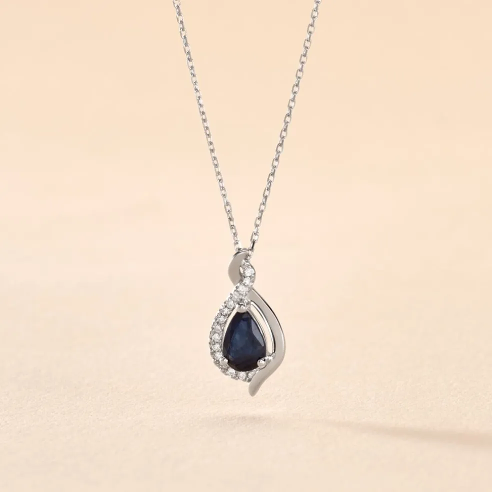 Collier Angelika Or Blanc Saphir Et Diamant