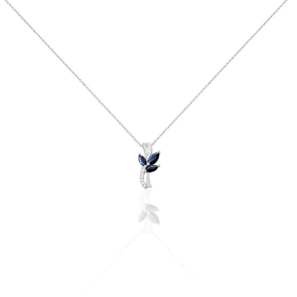 Collier Angie Or Blanc Saphir Diamant
