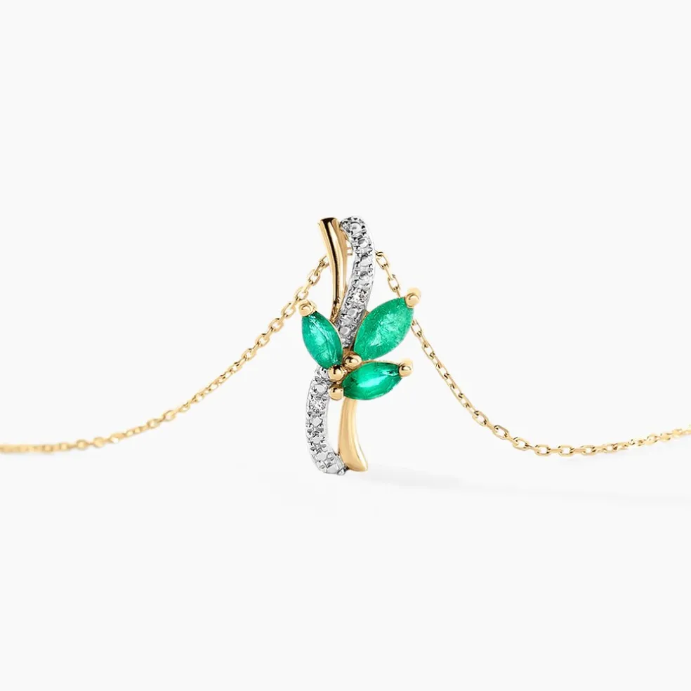 Collier Angie Or Jaune Emeraude Diamant