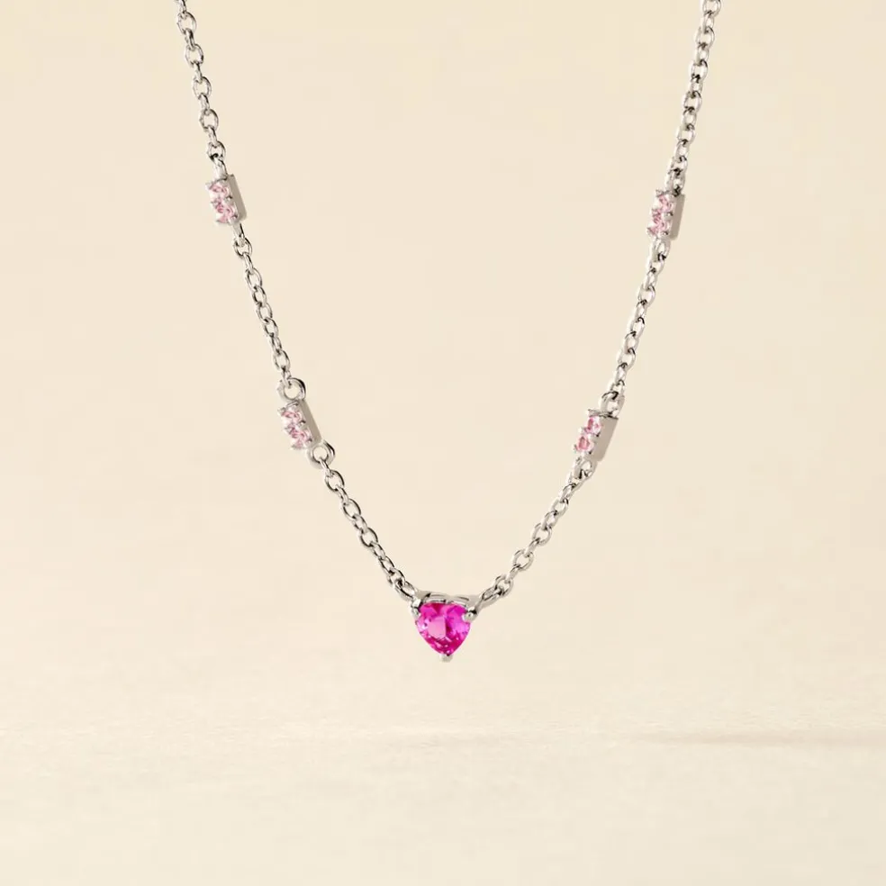 Collier Argent Blanc Declaration Oxyde De Zirconium