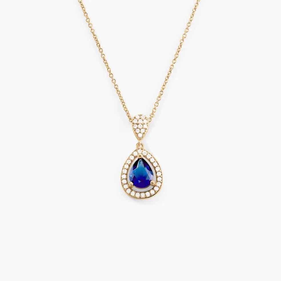 Collier Brigita Plaqué Or Pierre De Synthese Et Oxyde De Zirconium