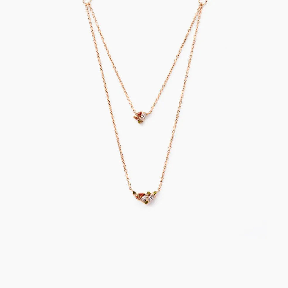 Collier Camelia Argent Rose Oxyde De Zirconium