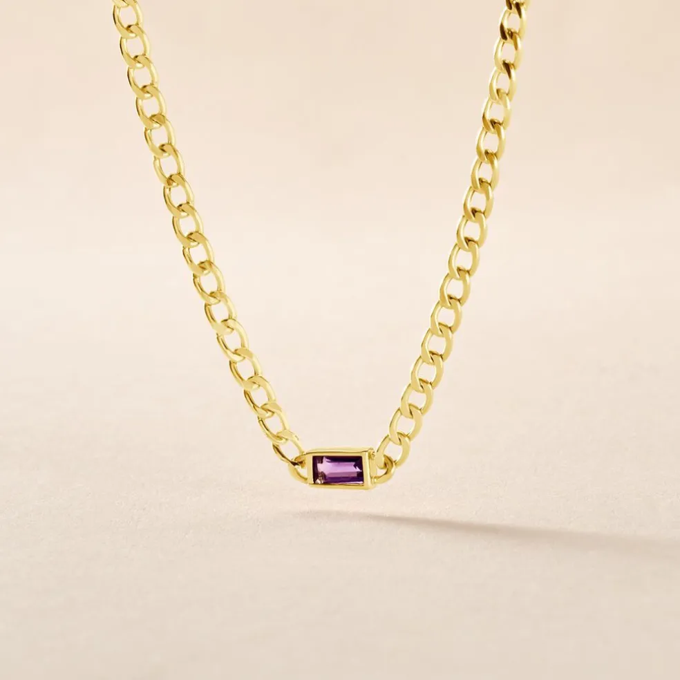 Collier Chain Or Jaune Améthyste