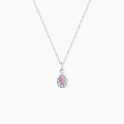 Collier Court Argent Blanc Tania Oxyde De Zirconium